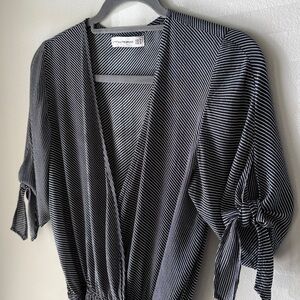 Faithful The Brand navy and white striped one piece playsuit romper shorts top